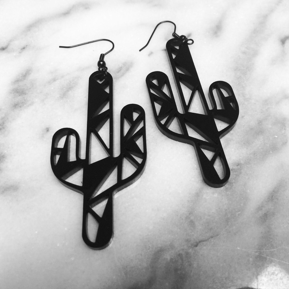 NEW boho modern cactus acrylic earrings